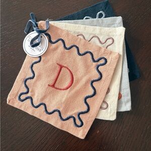 NWT Anthropologie “D” monogrammed cocktail napkins